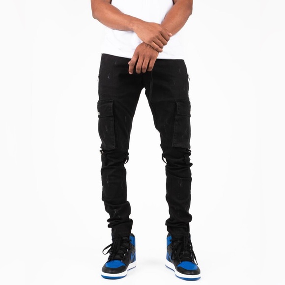 THRT DENIM BLEAK (BLACK) SKINNY JEANS CARGO - Picture 4 of 5